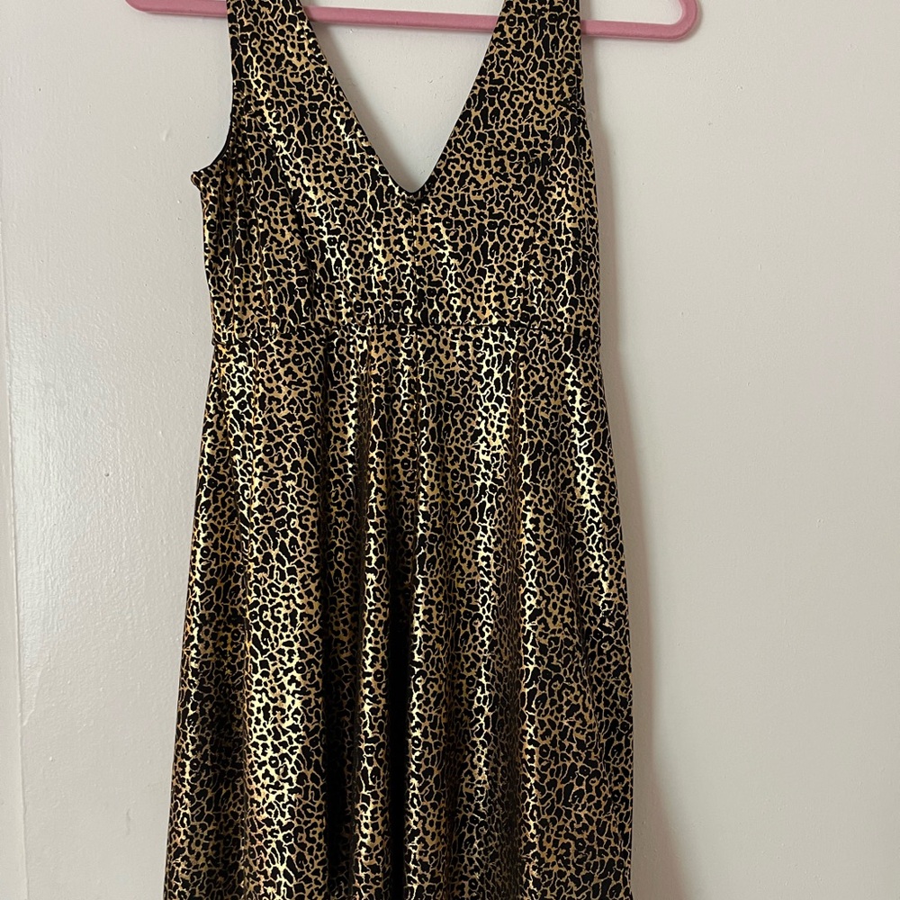 Golden Metallic Animal Print Mini Bailey Blue Dress Size M